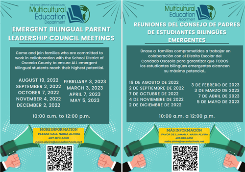 Emergent Bilingual Parent Leadership Council 2022-2023/Consejo de Padres 2022-2023